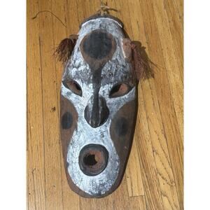 Vintage African-Style Hand-Carved Wood Mask – Decorative Wall Art